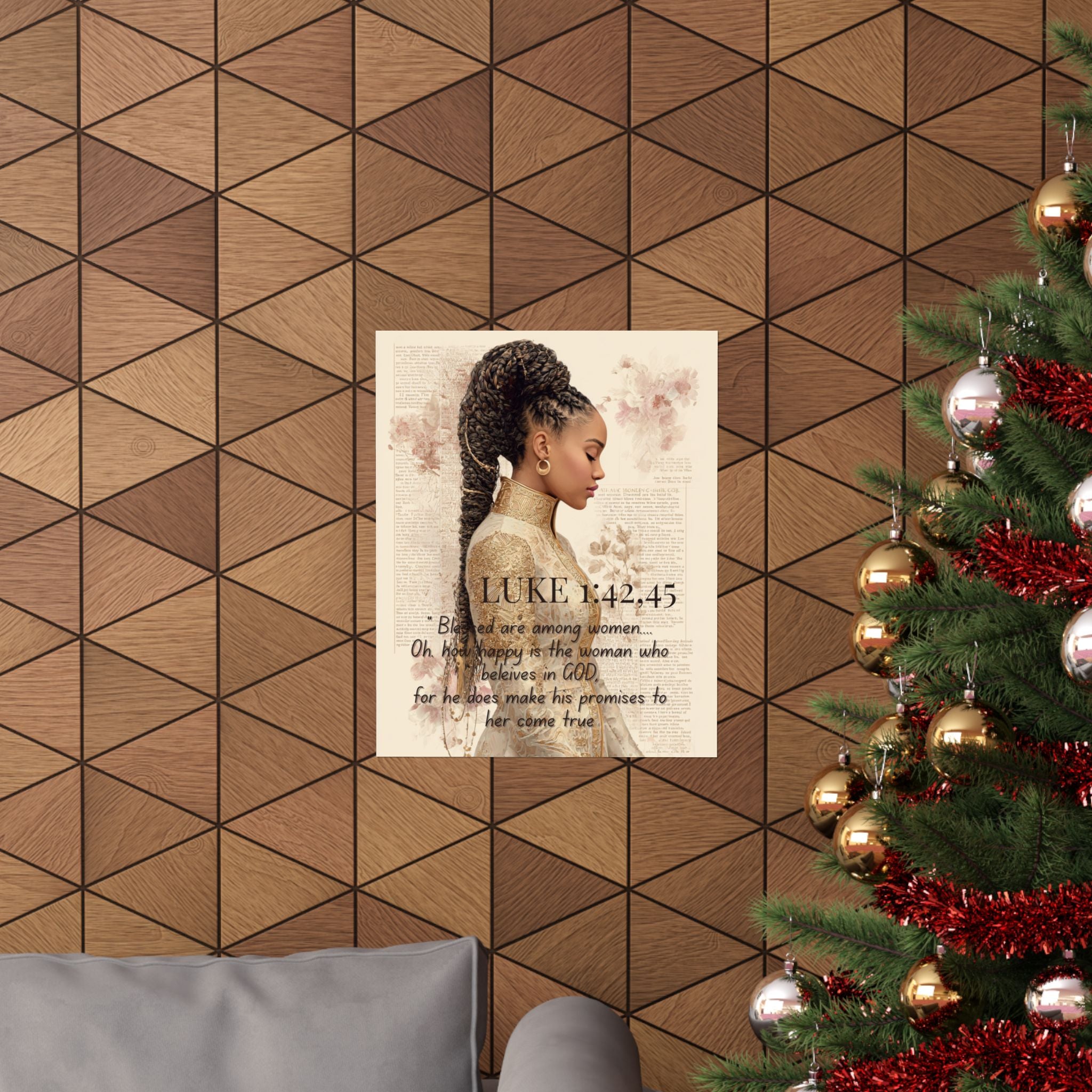 Luke 1:42,45 Inspirational Matte Poster — Faith-Based Black Woman Art Print