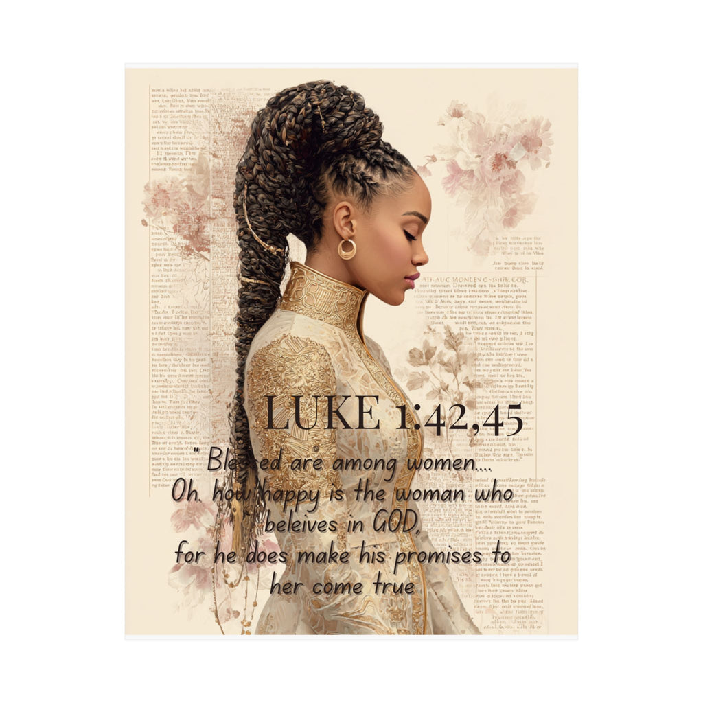Luke 1:42,45 Inspirational Matte Poster — Faith-Based Black Woman Art Print