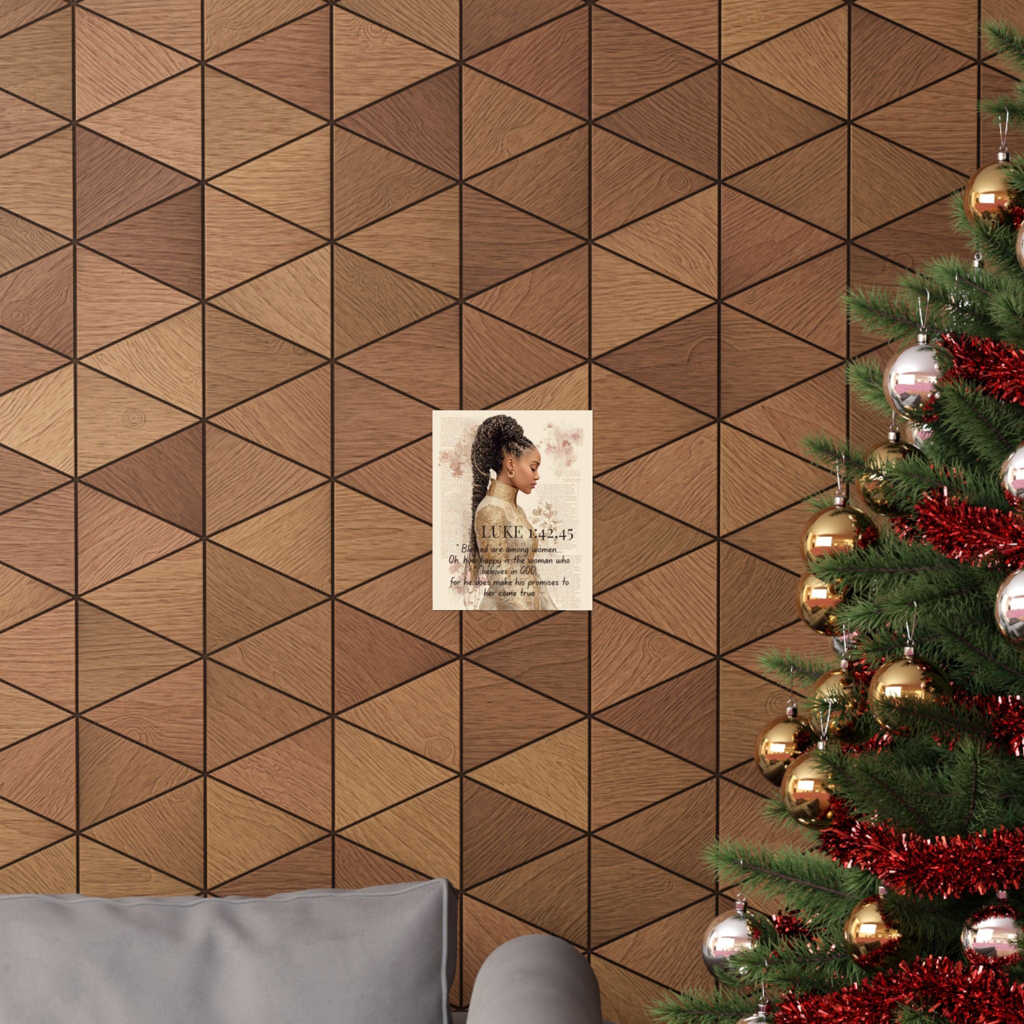 Luke 1:42,45 Inspirational Matte Poster — Faith-Based Black Woman Art Print