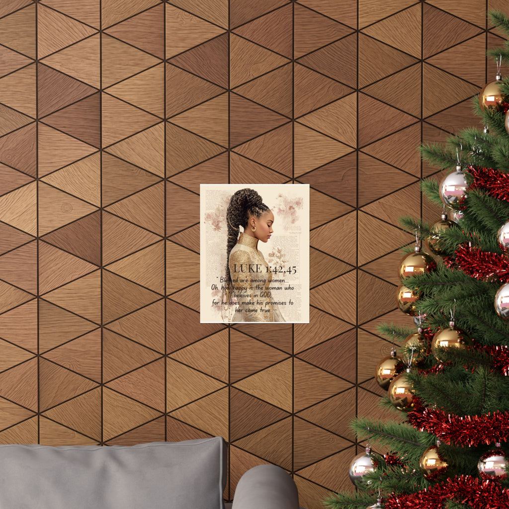 Luke 1:42,45 Inspirational Matte Poster — Faith-Based Black Woman Art Print