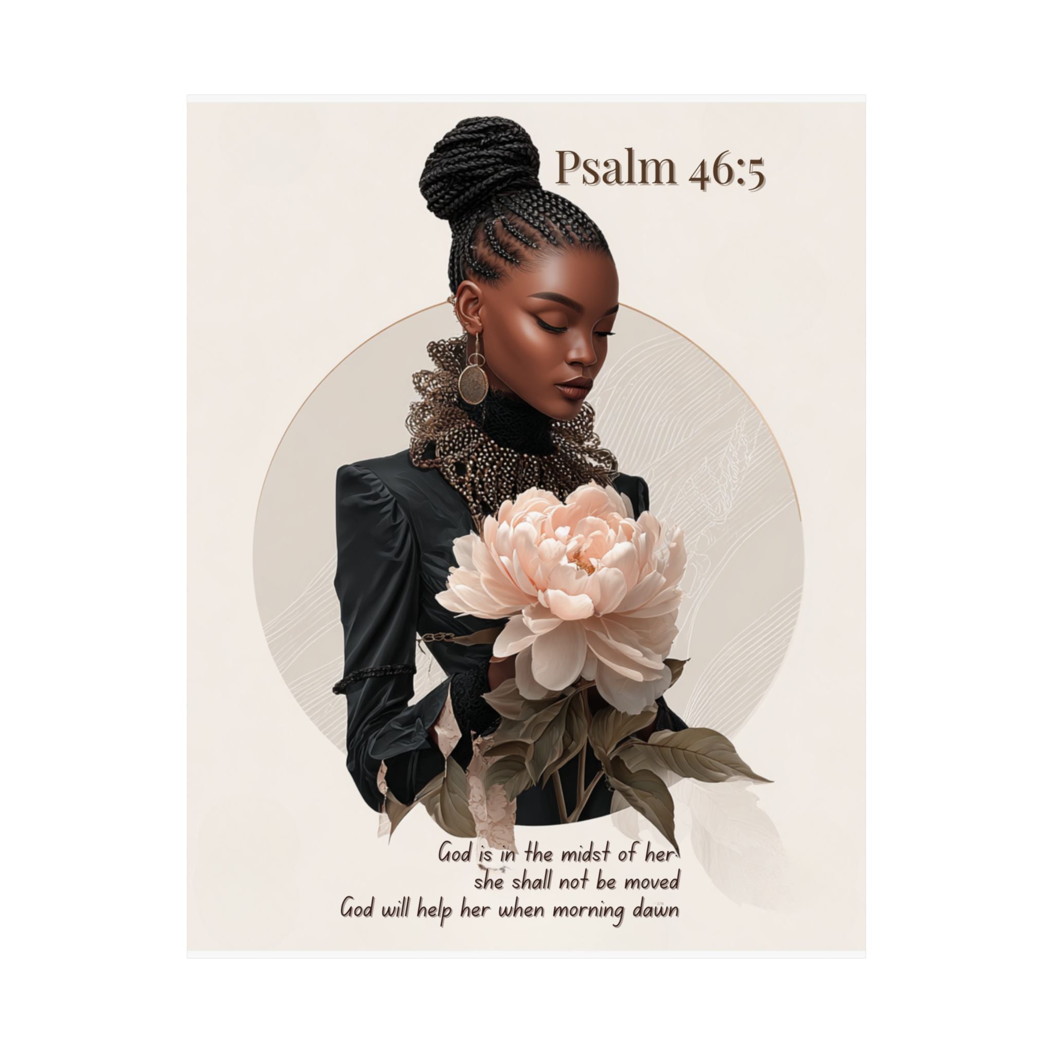Psalm 46:5 Matte Poster — Black Woman Floral Faith Wall Art