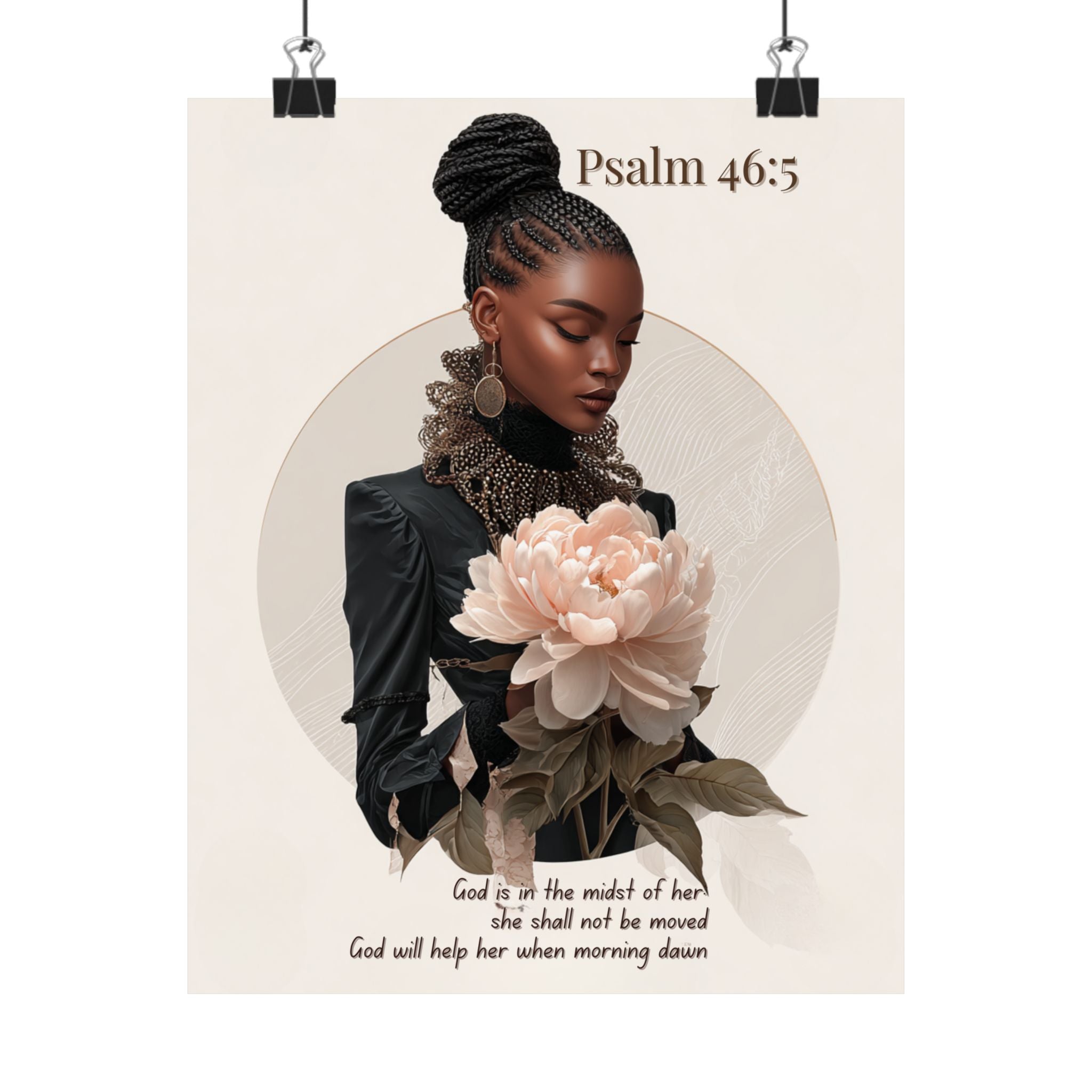 Psalm 46:5 Matte Poster — Black Woman Floral Faith Wall Art